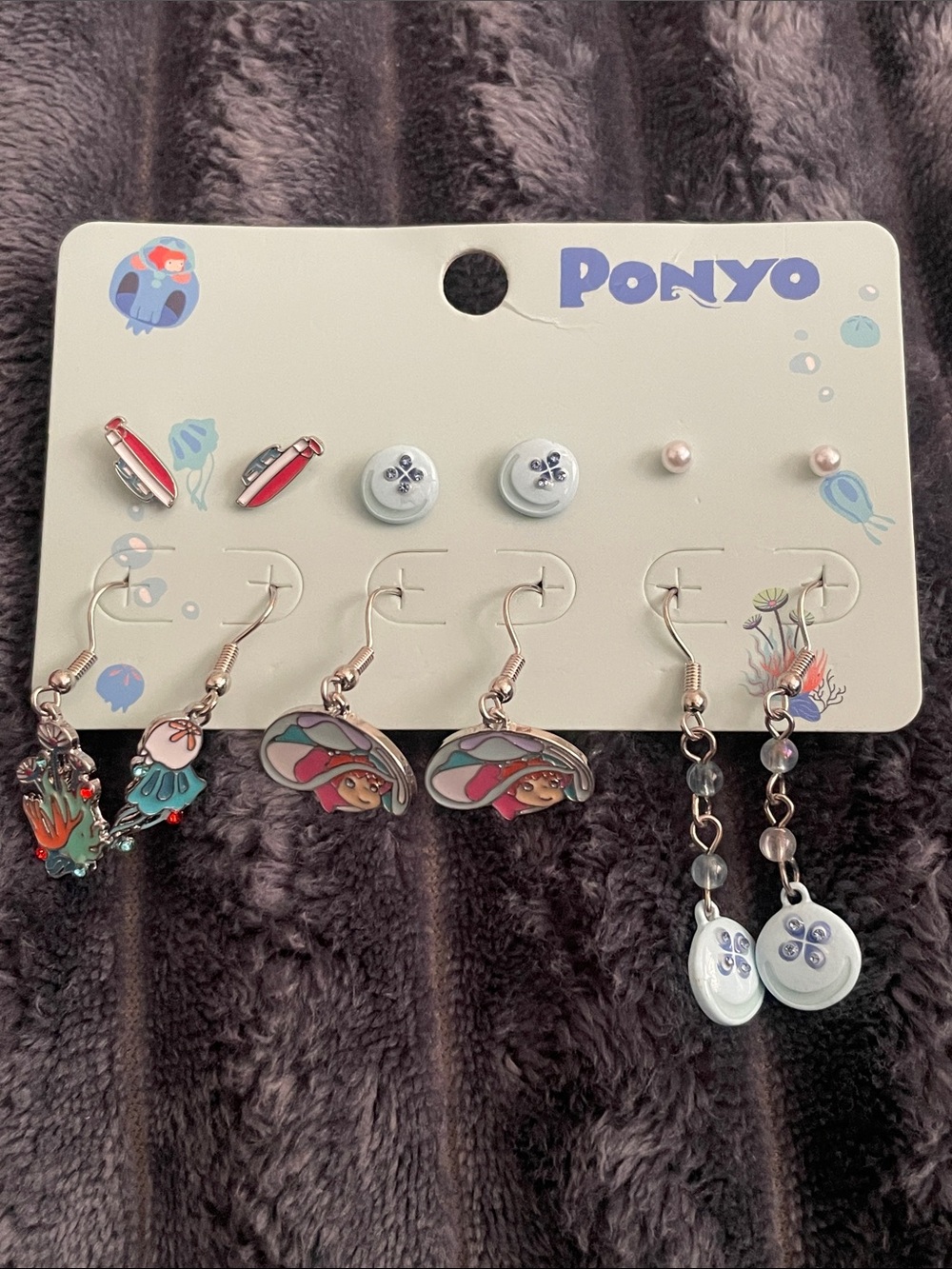 Ponyo Character Earrings Set - Multicolor